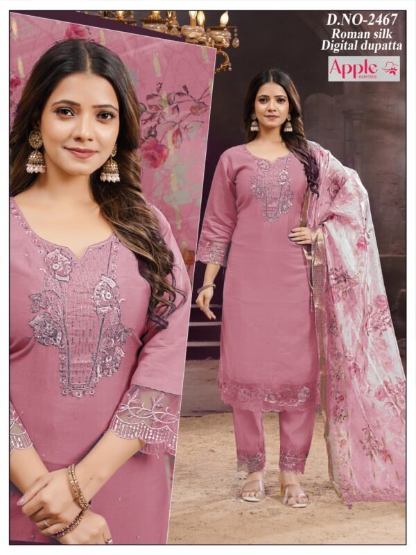 Pink Embroidered Kurta Set